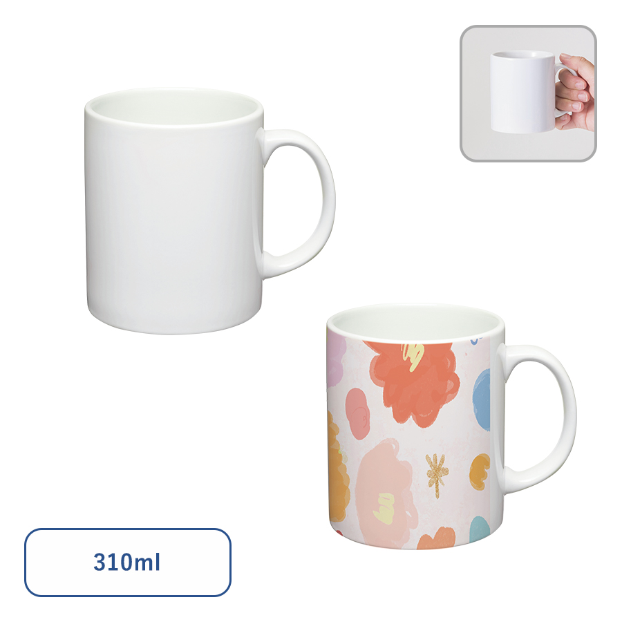 陶器マグカップ　ストレート(M)　ホワイト　310ml