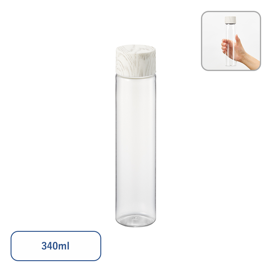 木目調キャップ　スリムクリアボトル　340ml