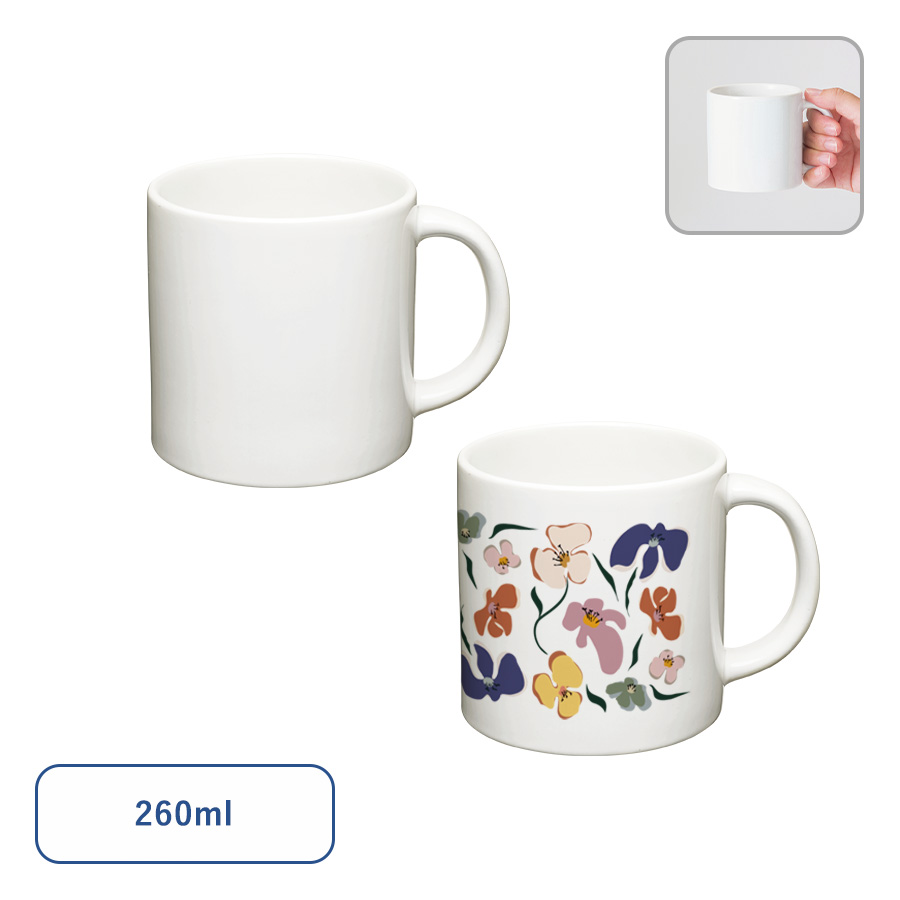 陶器マグカップ　ストレート(S＋)　ホワイト　260ml