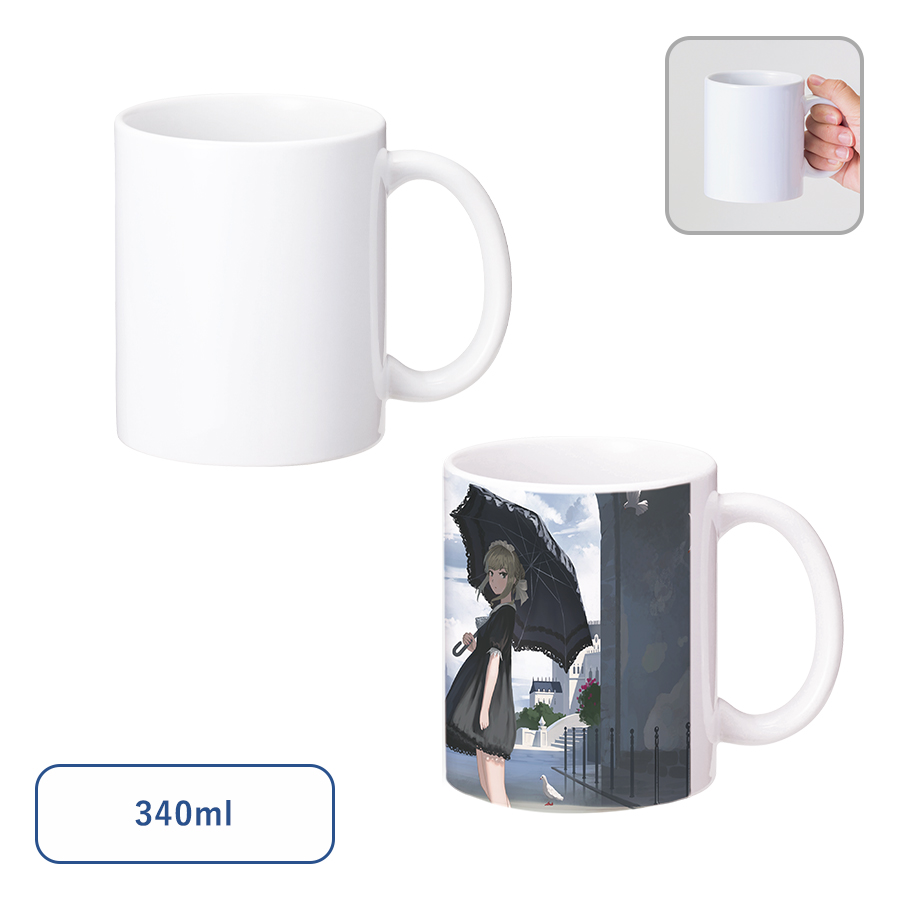 陶器マグカップ　ストレート(M+)　ホワイト　340ml