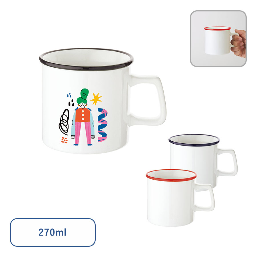 陶器マグカップ　ストレート　ラウンドリップ　270ml