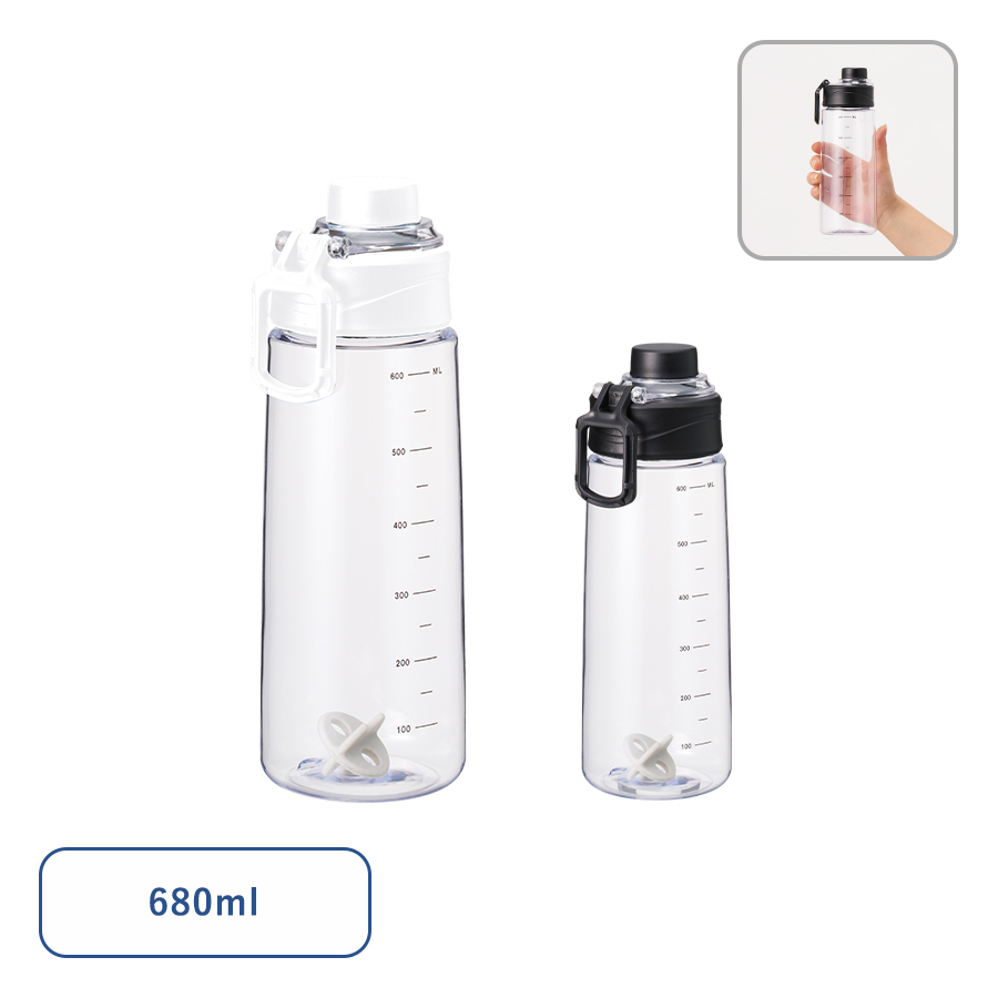目盛り付ハンドルボトル(シリコンシェイカーボール付)　680ml