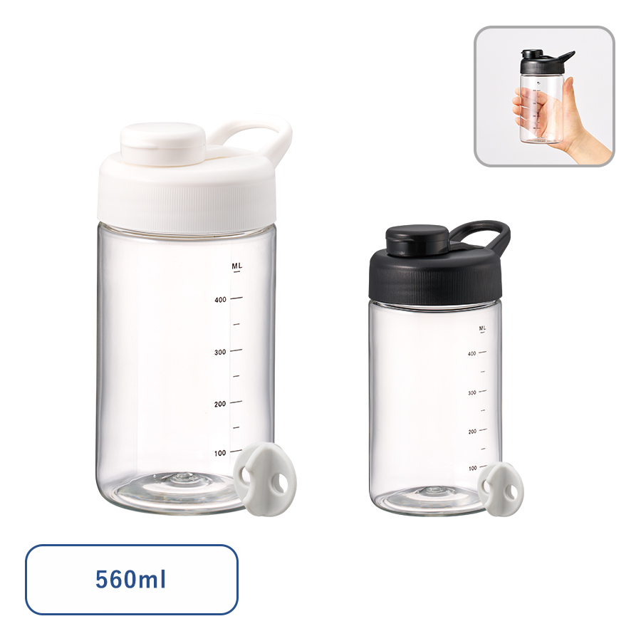 目盛り付シェイカーボトル(シリコンボール付)　560ml