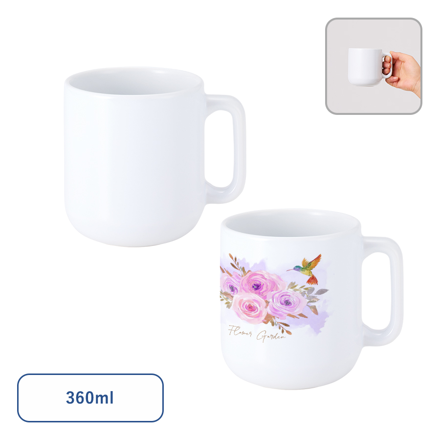 陶器マグストレート　ラウンドボトム　ホワイト　360ml